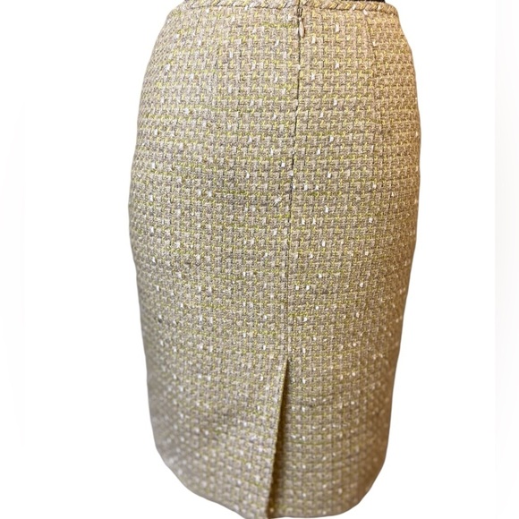 Vintage Calvin Klein Yellow Cream Tweed Pencil Skirt 2P - Picture 9 of 16